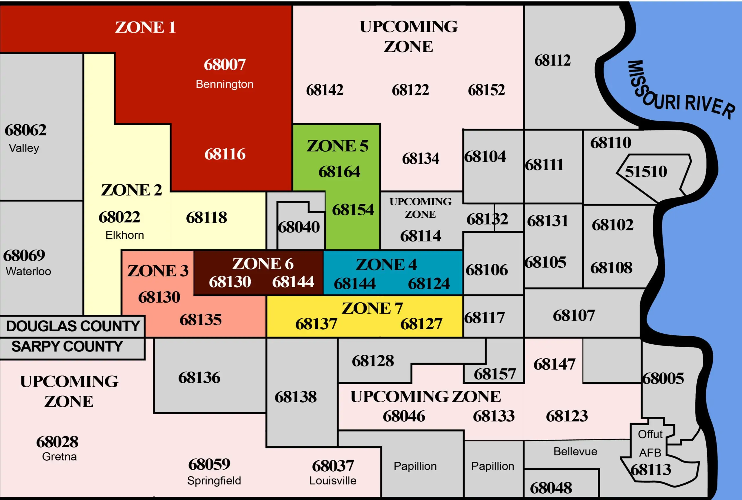 Omaha area mailing zones The Omaha Deal mailing zones